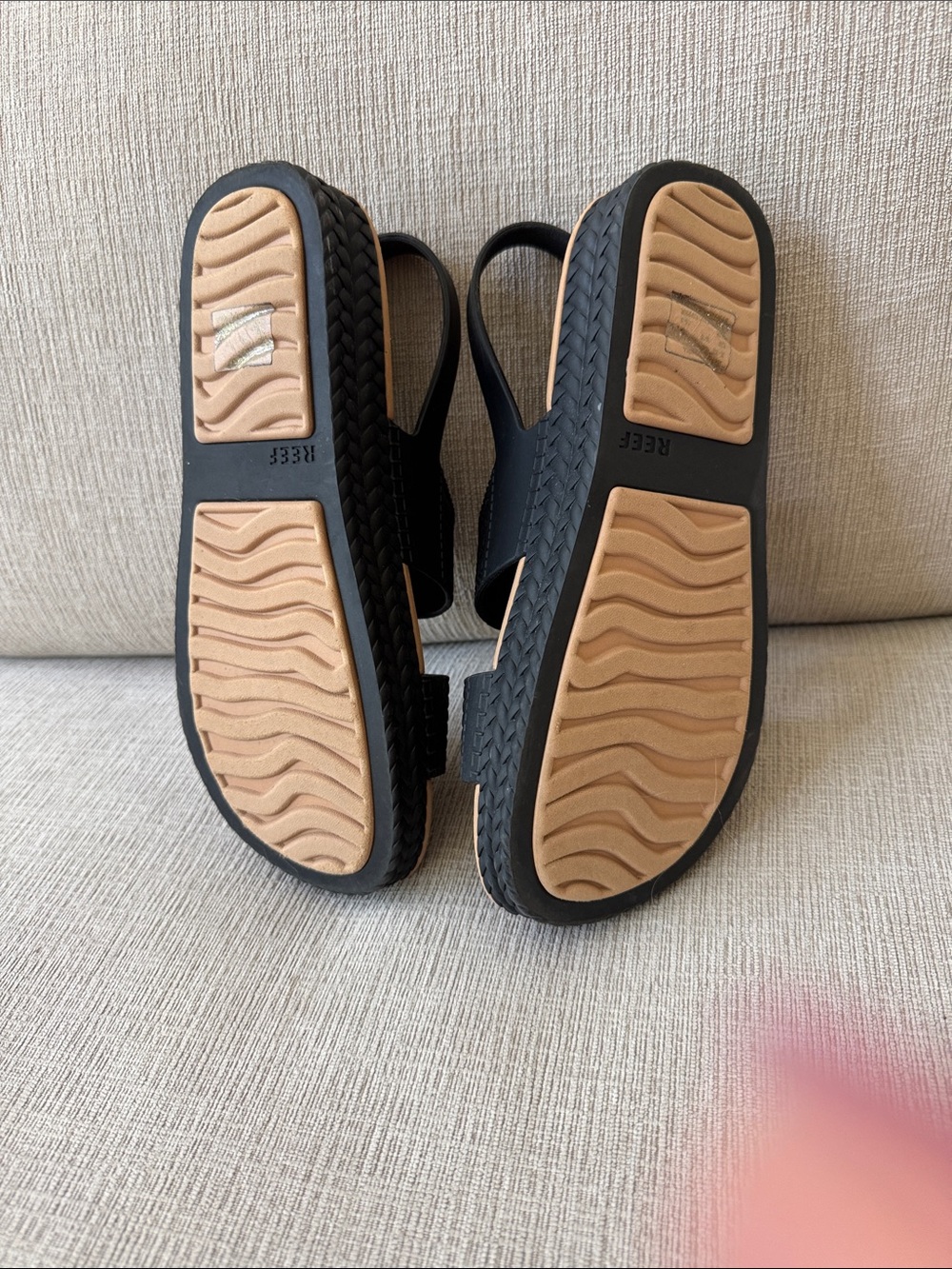 Reef Black and Tan Double-Strap Slingback Sandals - Picture 5 of 5